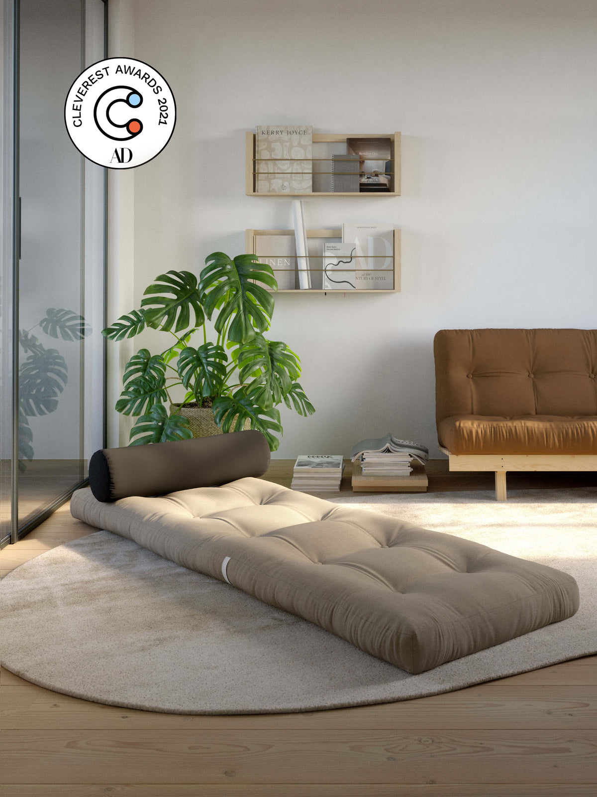 EMBALLER MARRON AVEC 1 COUSSIN GRIS FONCÉ