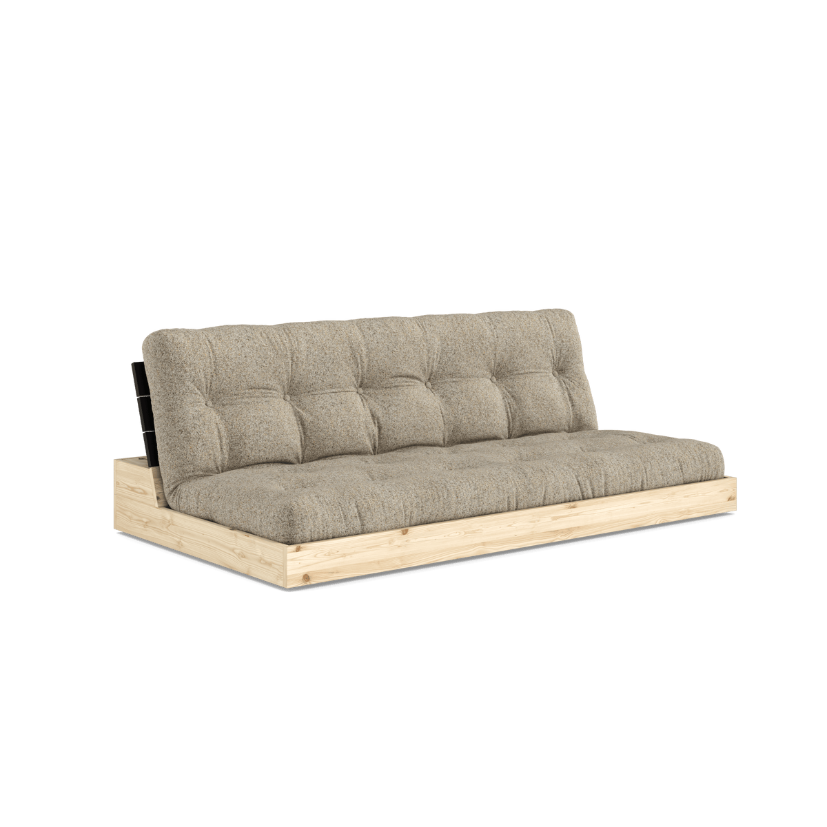 BASE BLACK NIGHT LACQUERED W. 5-LAYER MIXED MATTRESS WARM SAND