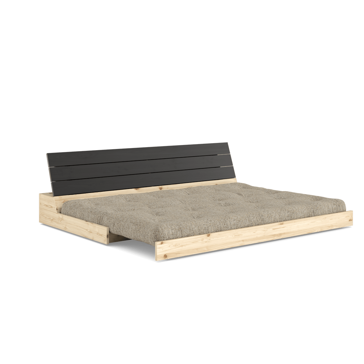 BASE BLACK NIGHT LACQUERED W. 5-LAYER MIXED MATTRESS WARM SAND