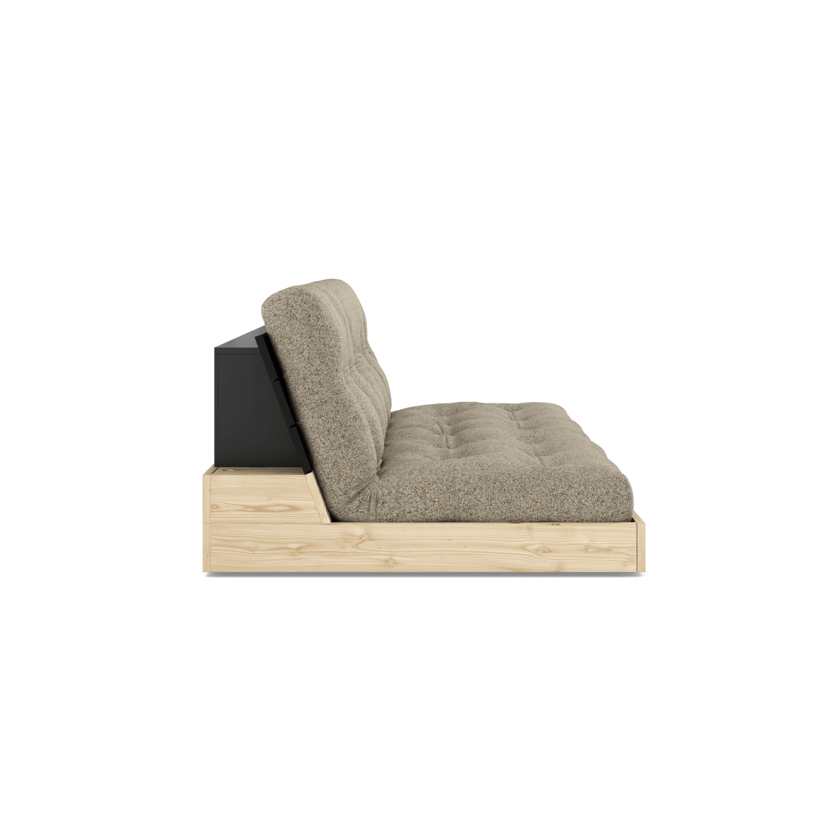 BASE BLACK NIGHT LACQUERED W. 5-LAYER MIXED MATTRESS WARM SAND