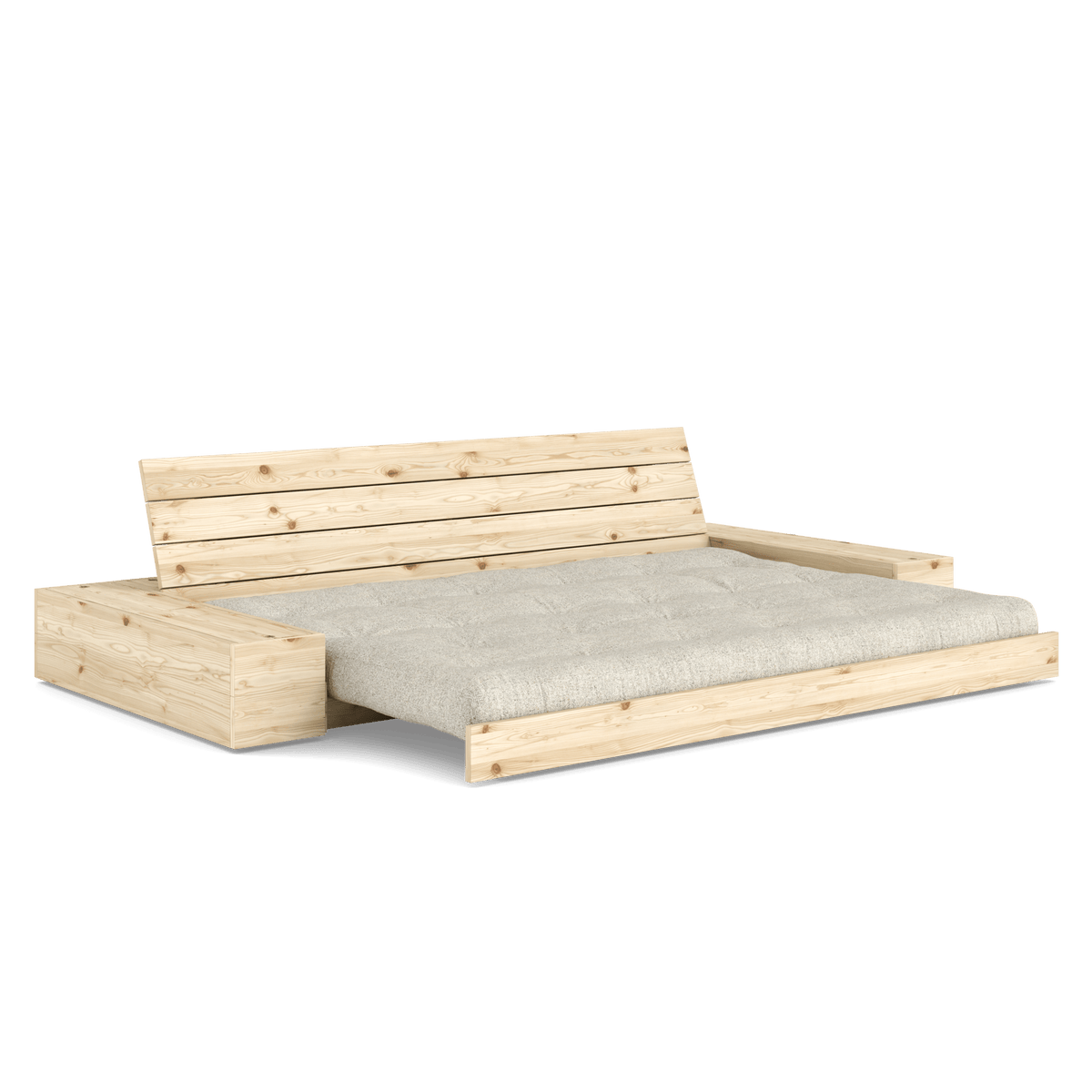 BASE CLEAR LACQUERED W. 2 SIDEBOXES CLEAR W. 5-LAYER MIXED MATTRESS SOFT CHALK