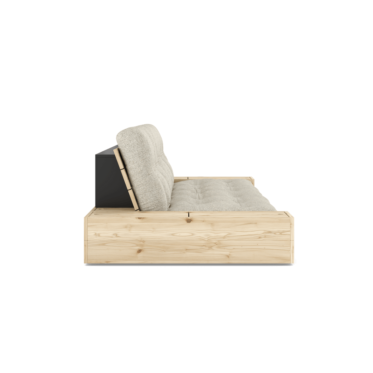 BASE CLEAR LACQUERED W. 2 SIDEBOXES CLEAR W. 5-LAYER MIXED MATTRESS SOFT CHALK