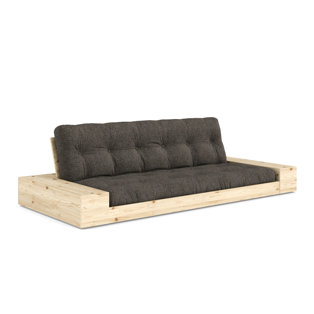 BASE CLEAR LACQUERED W. 2 SIDEBOXES CLEAR W. 5-LAYER MIXED MATTRESS MELLOW BROWN