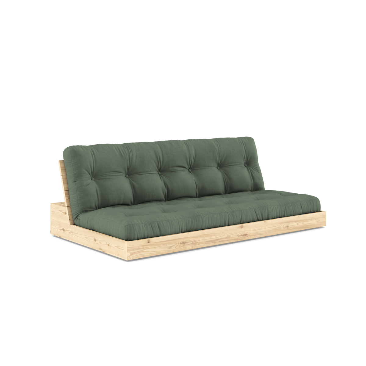 BASE CLEAR LACQUERED W. 5-LAYER MIXED MATTRESS OLIVE GREEN