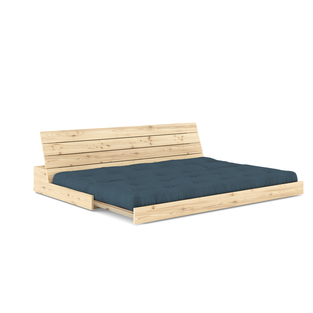 BASE TRANSPARENTE VERNIE AVEC MATELAS MIXTE 5 COUCHES MAT PETROLE BLEU