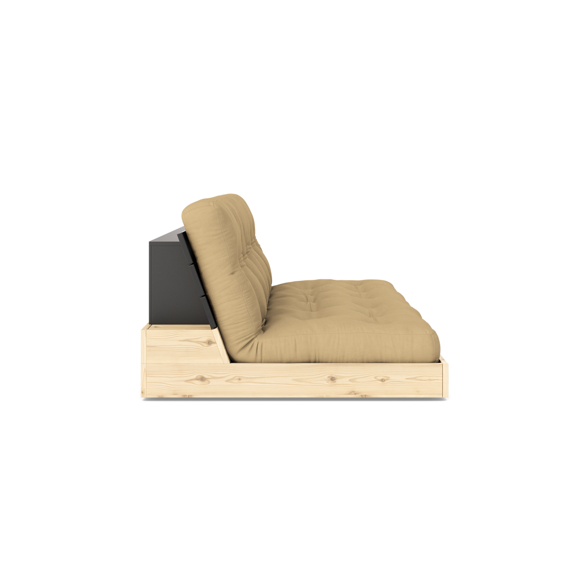BASE BLACK NIGHT LACQUERED W. 5-LAYER MIXED MATTRESS WHEAT BEIGE