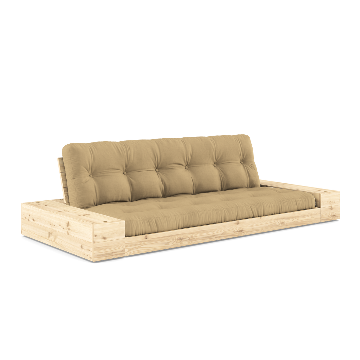 BASE CLEAR LACQUERED W. 2 SIDEBOXES CLEAR W. 5-LAYER MIXED MATTRESS WHEAT BEIGE