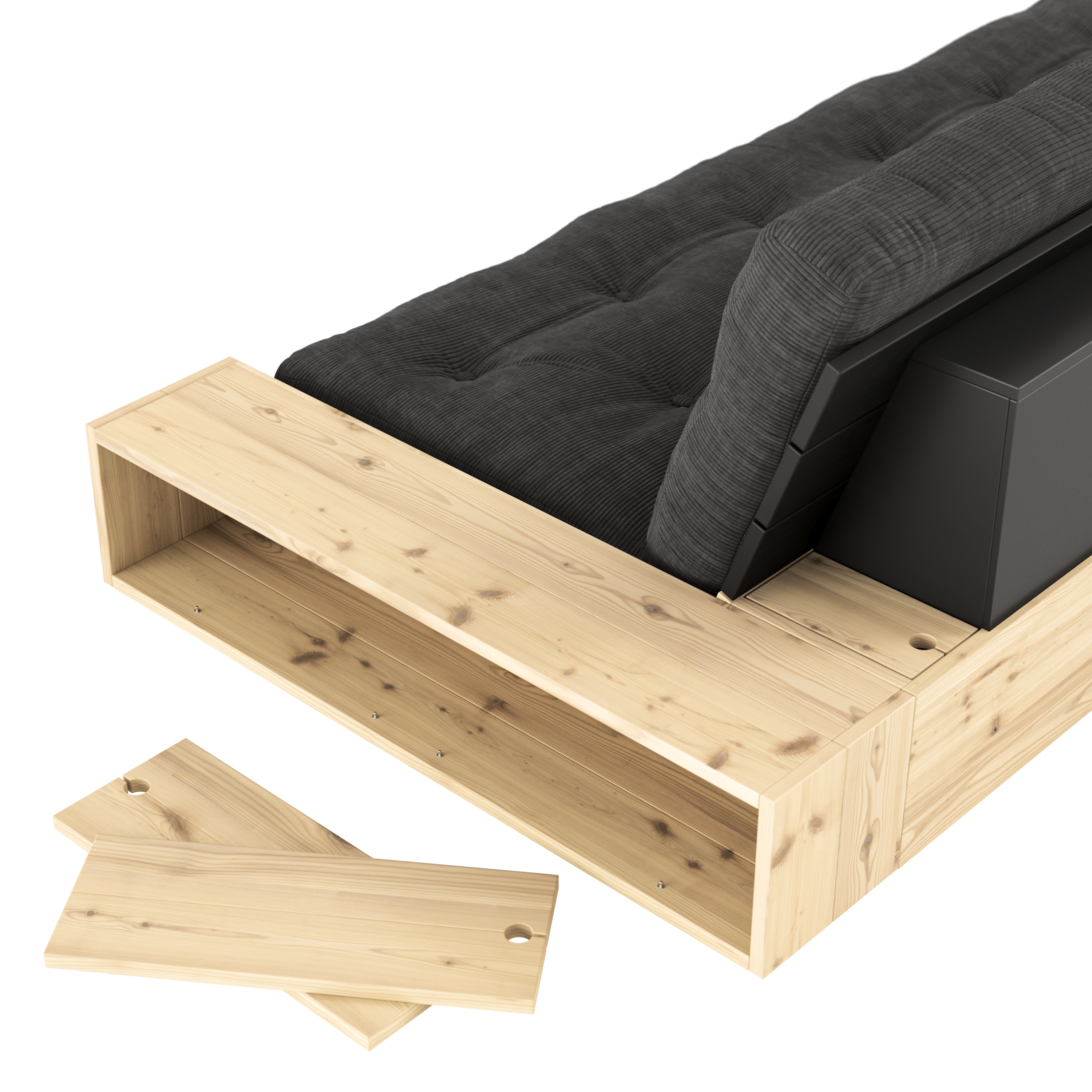 BASE CLEAR LACQUERED W. 2 SIDEBOXES CLEAR W. 5-LAYER MIXED MATTRESS MELLOW BROWN
