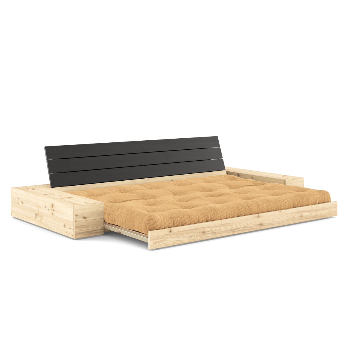 NOIR DE BASE LAQUÉ. 2 CÔTÉS BOÎTES TRANSPARENTES AVEC MATELAS MIXTE 5 COUCHES MATTE MARRON FUDGE