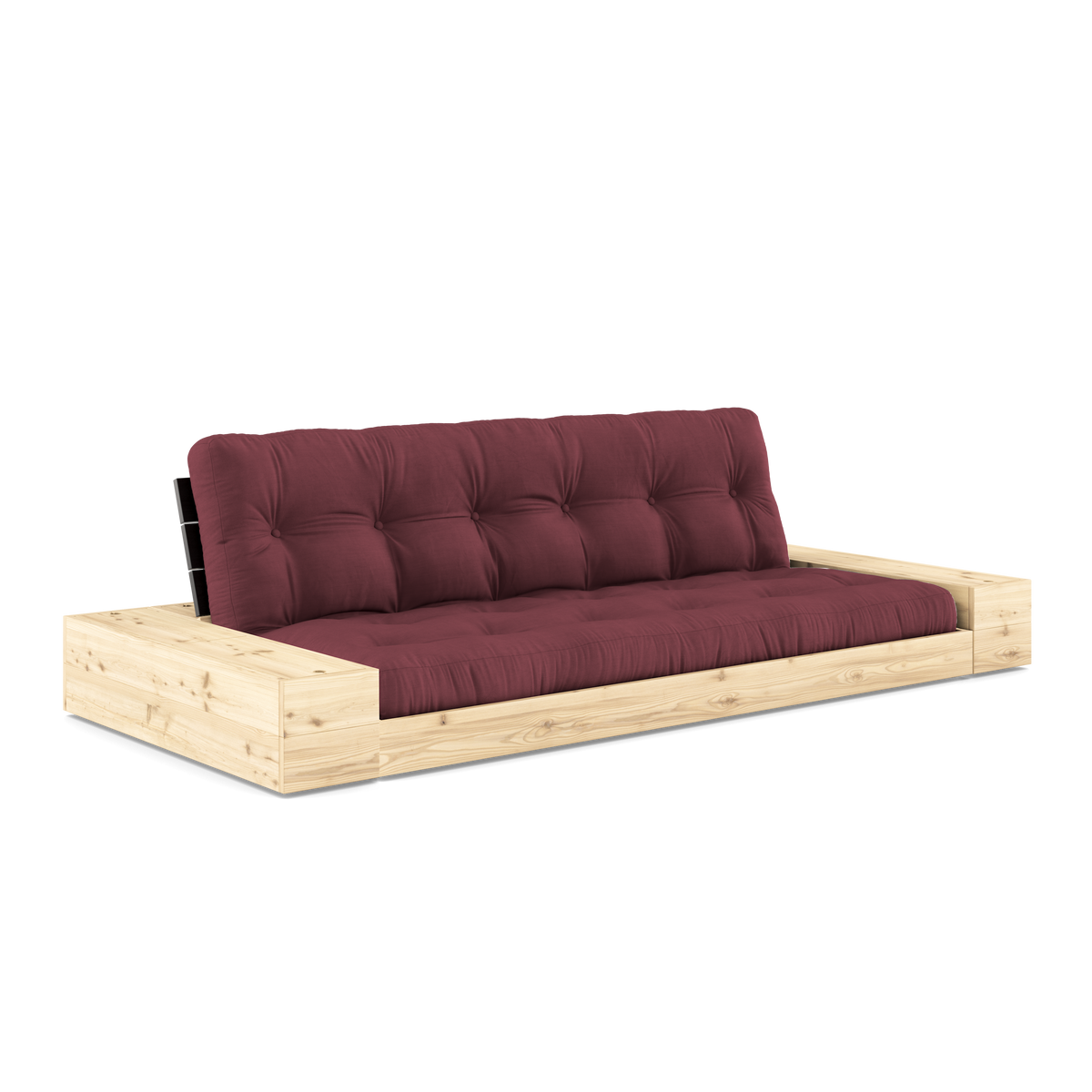 BASE BLACK NIGHT LACQUERED W. 2 SIDEBOXES CLEAR W. 5-LAYER MIXED MATTRESS BORDEAUX