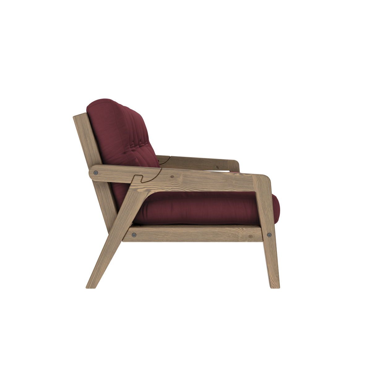 GRAB CAROB BROWN LACQUERED W. 5-LAYER MIXED MATTRESS BORDEAUX