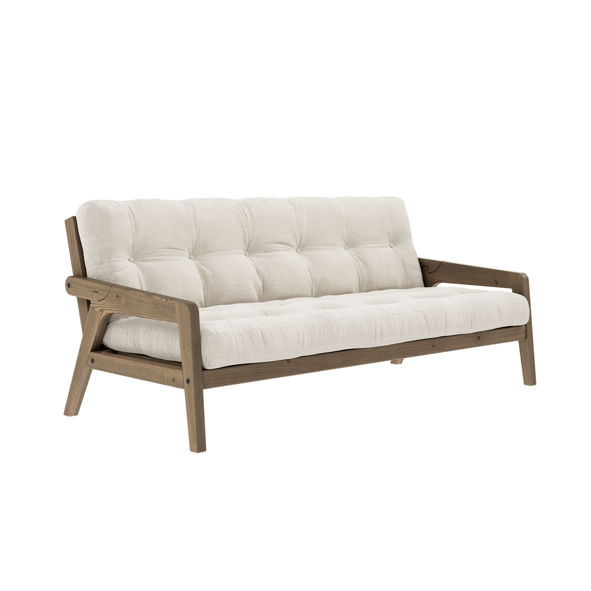 GRAB CAROB BROWN LACQUERED W. 5-LAYER MIXED MATTRESS IVORY