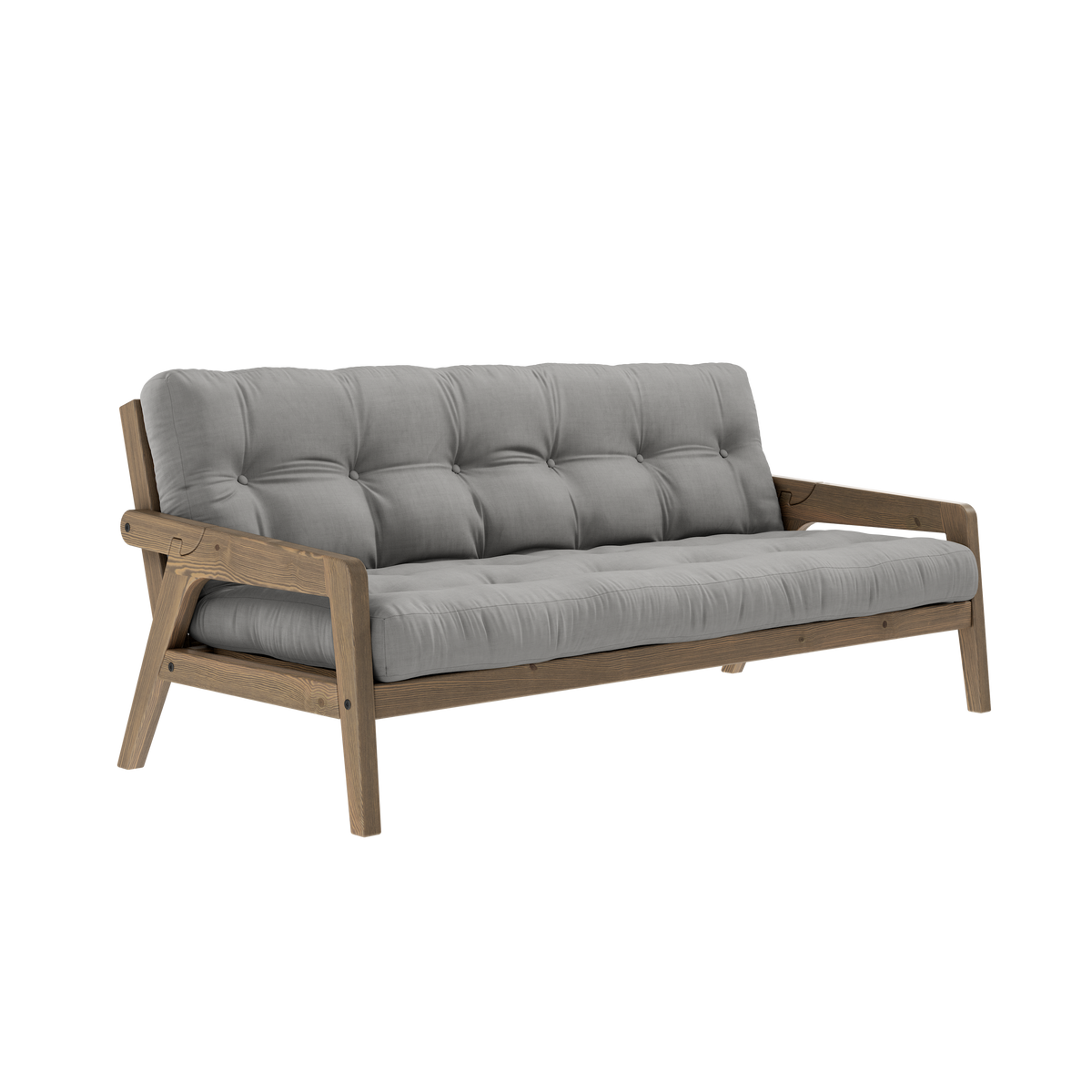 GRAB CAROB BROWN LACQUERED W. 5-LAYER MIXED MATTRESS GREY