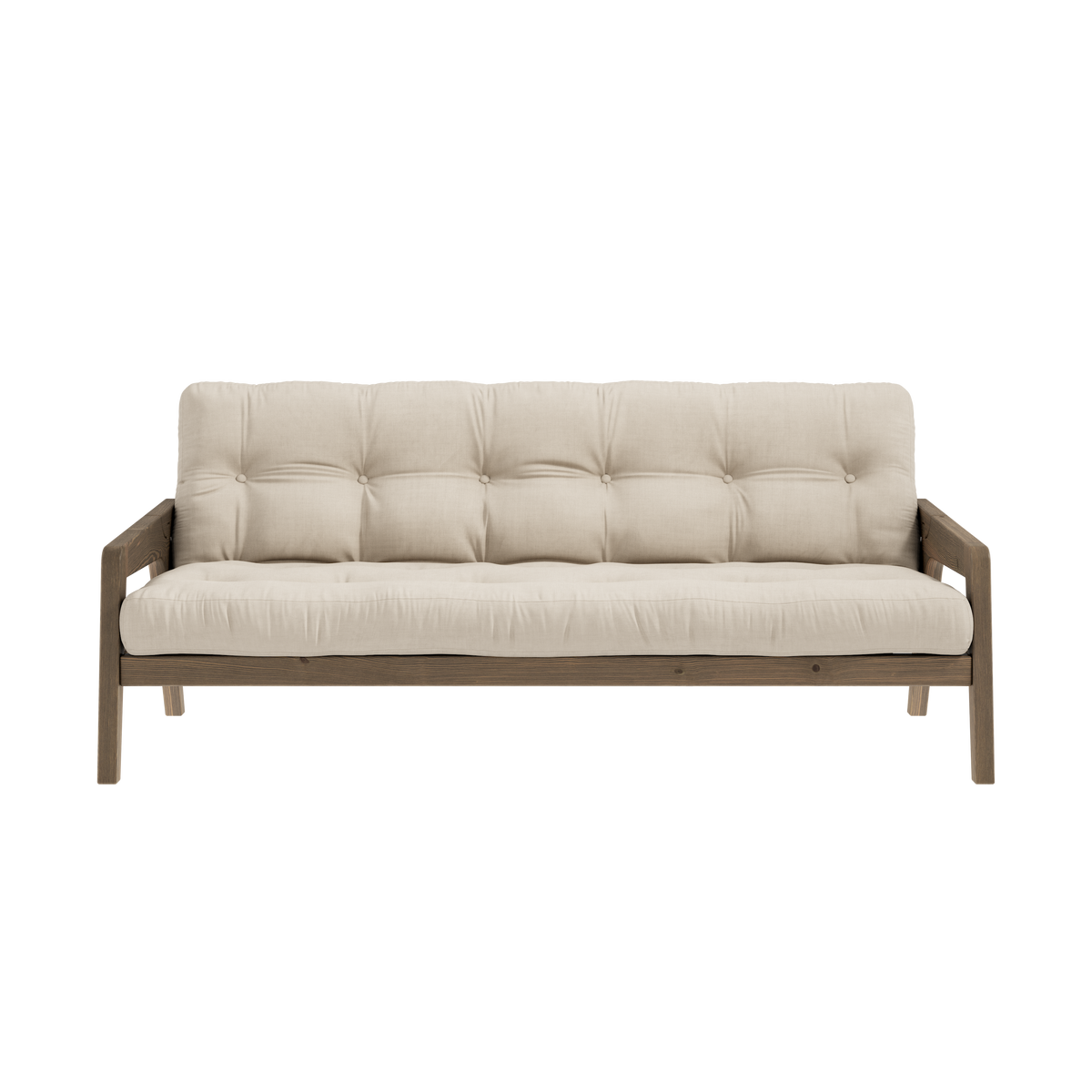 GRAB CAROB BROWN LACQUERED W. 5-LAYER MIXED MATTRESS BEIGE