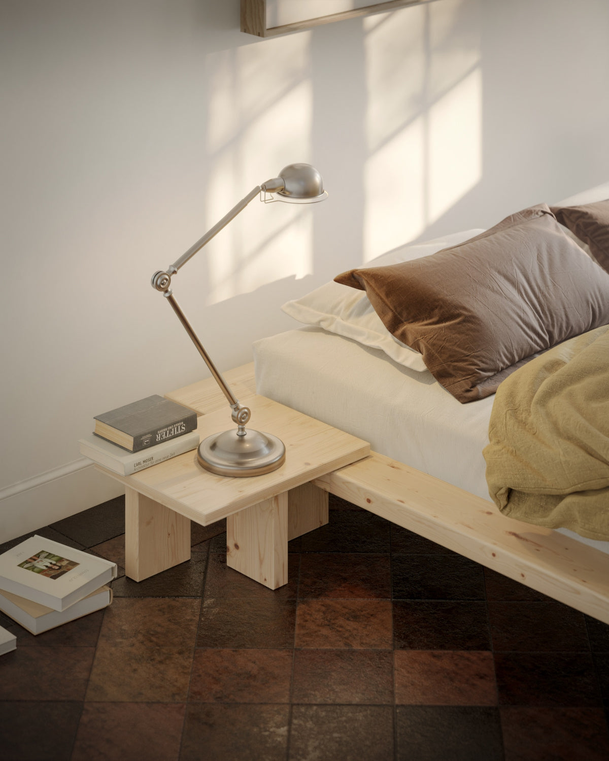 JAPAN BEDSIDE TABLE CAROB BROWN