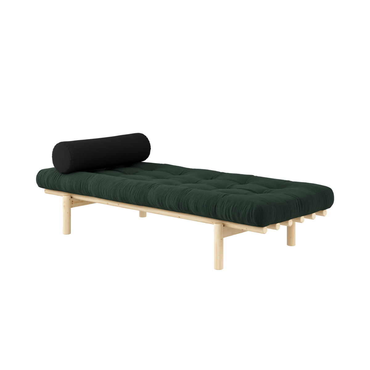NEXT DAYBED CLEAR LACQUERED W. 4-LAYER MIXED MATTRESS SEAWEED