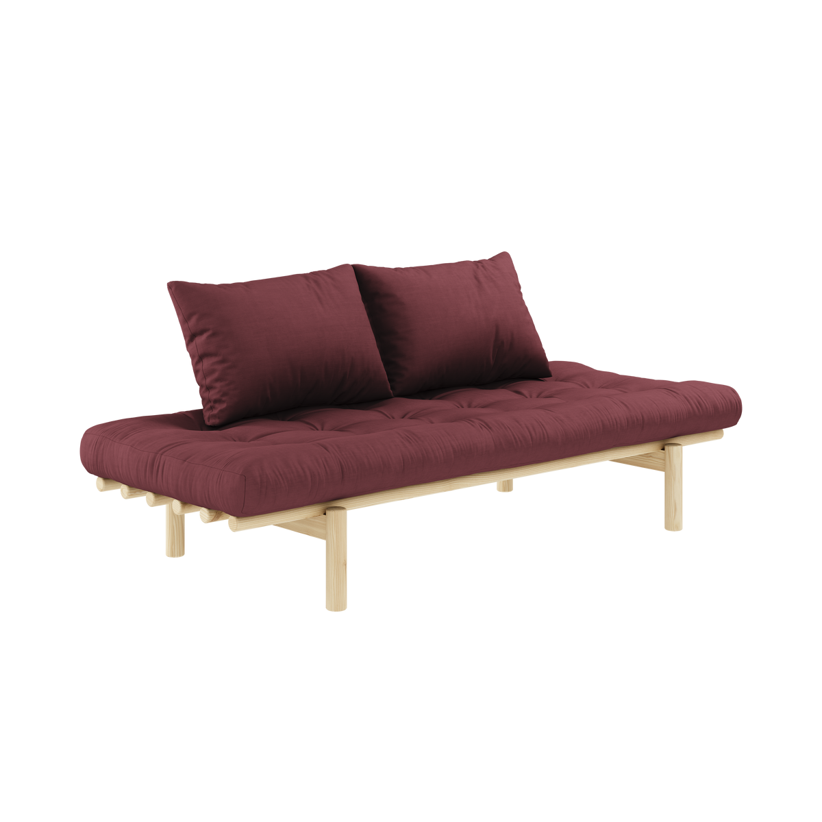 PACE DAYBED CLEAR LACQUERED W. 4-LAYER MIXED MATTRESS BORDEAUX