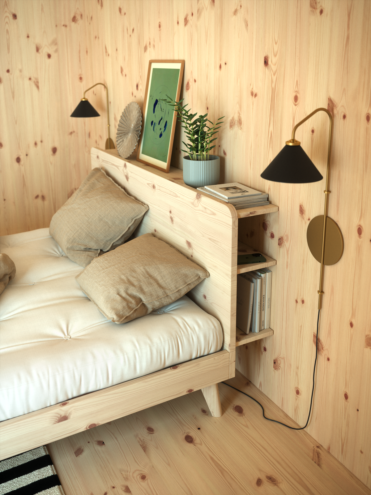 RETREAT BED CLEAR LACQUERED 160 X 200