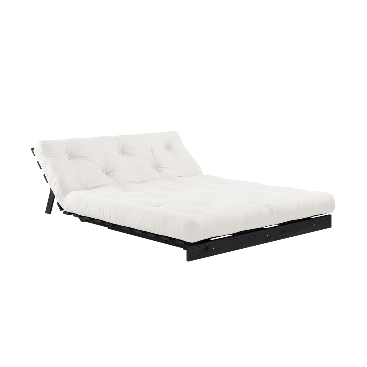 ROOTS BLACK NIGHT LACQUERED 140 X 200 W. ROOTS MATTRESS NATURAL