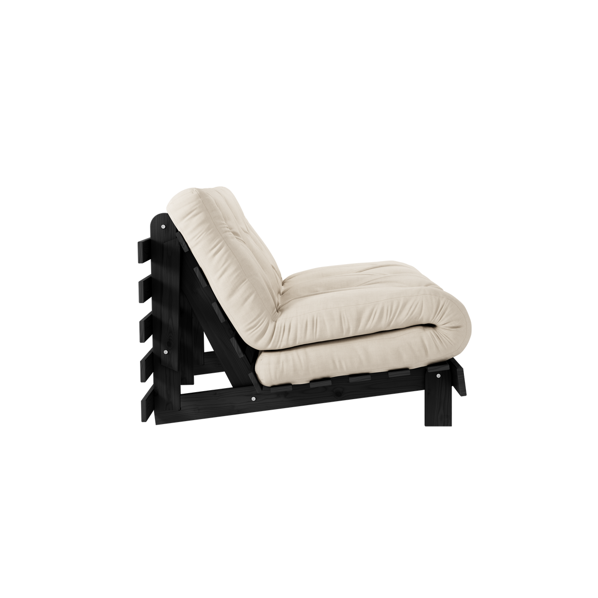 ROOTS BLACK NIGHT LACQUERED 140 X 200 W. ROOTS MATTRESS BEIGE