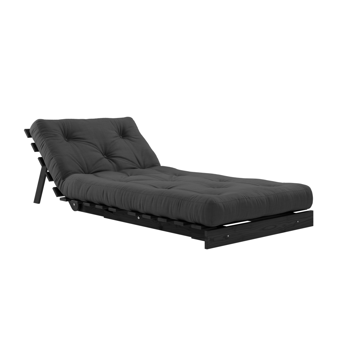 ROOTS BLACK NIGHT LACQUERED 90 X 200 W. ROOTS MATTRESS DARK GREY