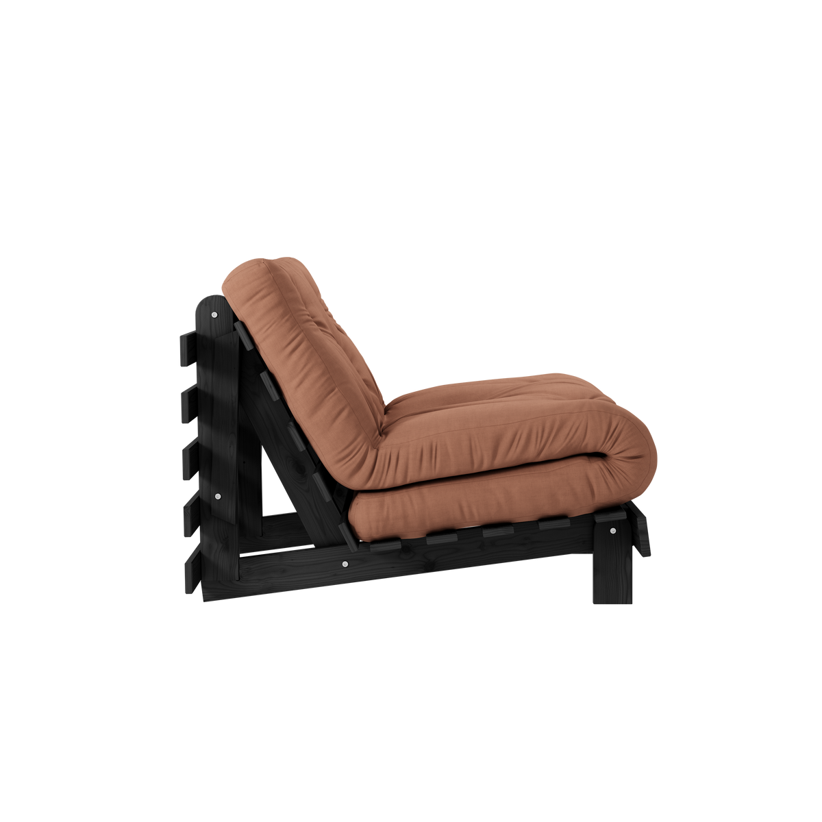 ROOTS BLACK NIGHT LACQUERED 90 X 200 W. ROOTS MATTRESS CLAY BROWN