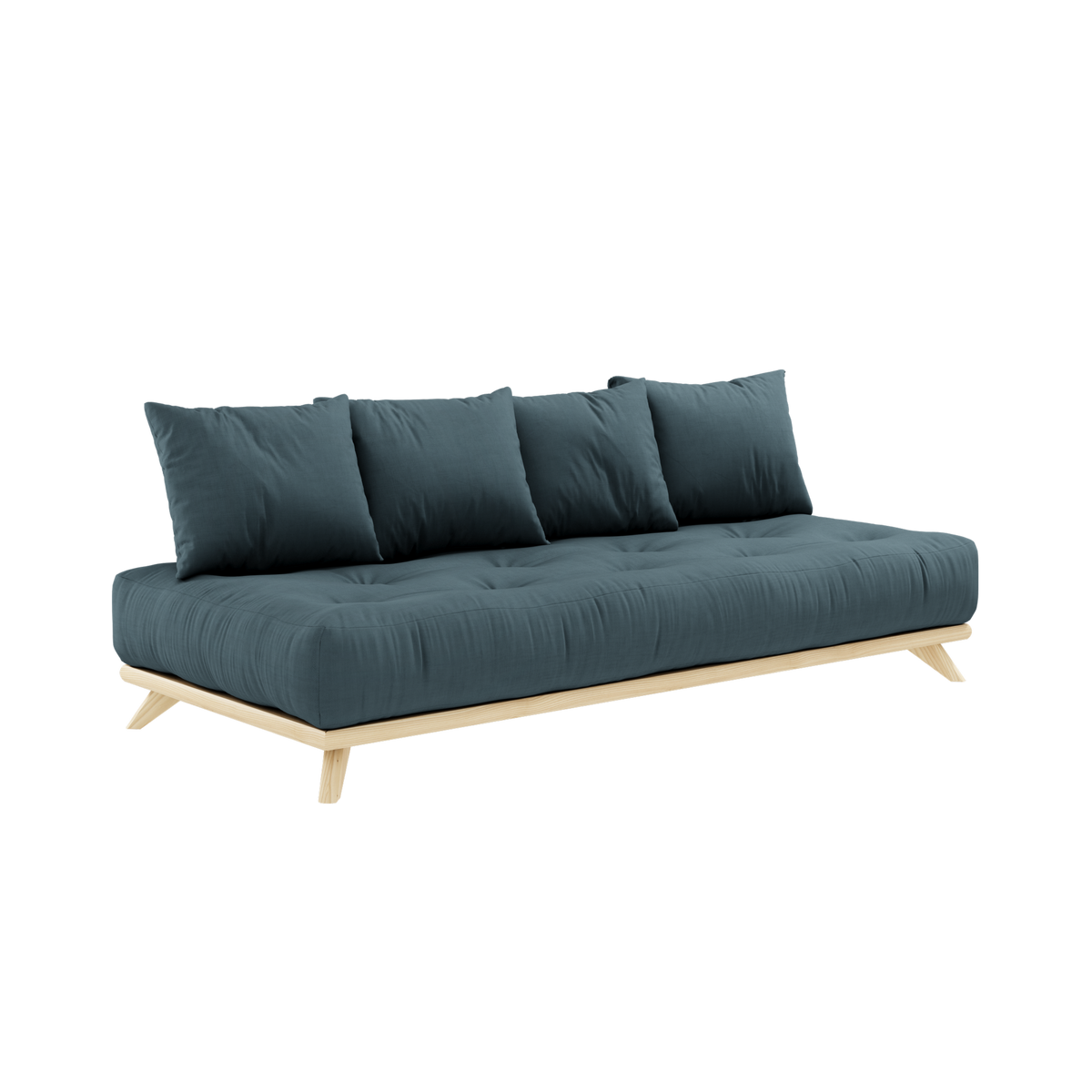 SENZA DAYBED CLEAR LACQUERED W. SENZA DAYBED MATTRESS SET PETROL BLUE