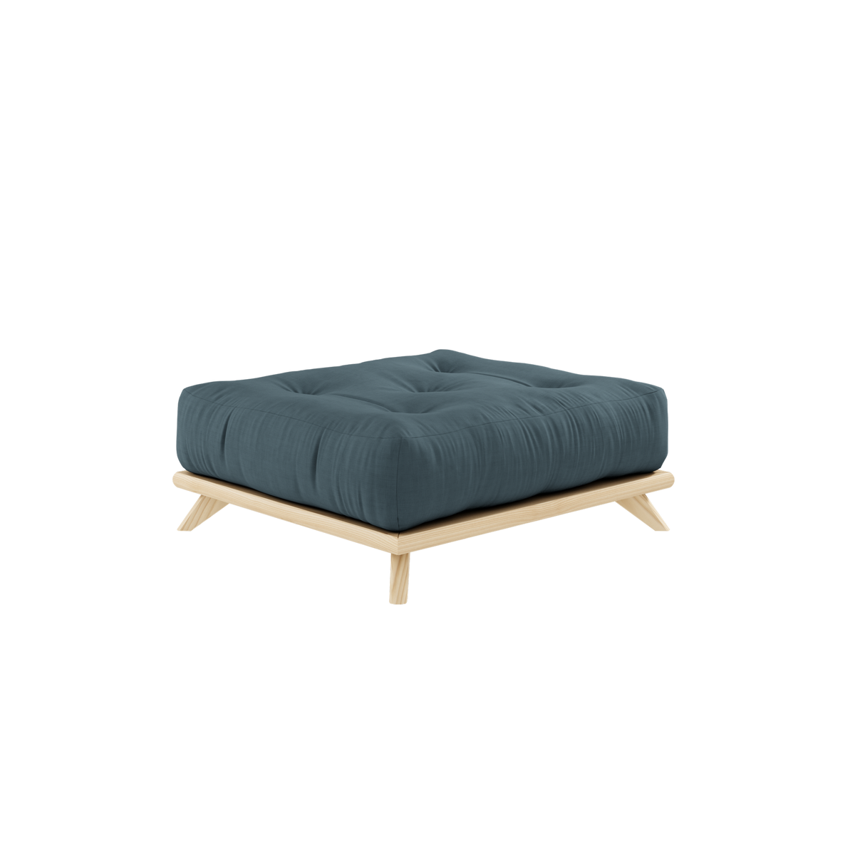 SENZA STOOL CLEAR LACQUERED W. SENZA STOOL MATTRESS PETROL BLUE