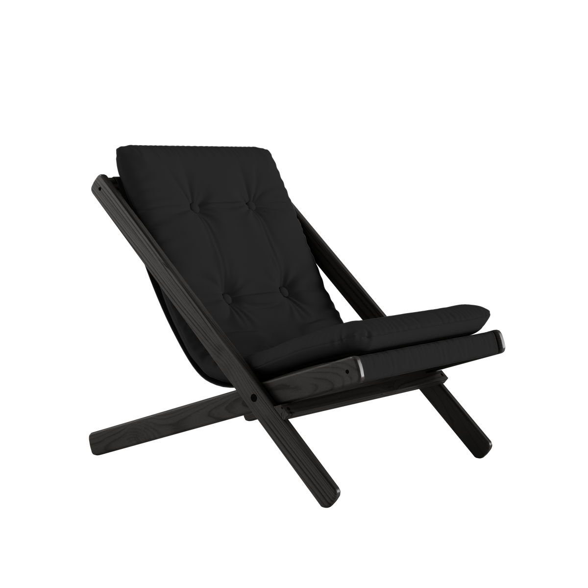 BOOGIE NOIR LAQUÉ HÊTRE AVEC MATELAS BOOGIE GRIS FONCÉ