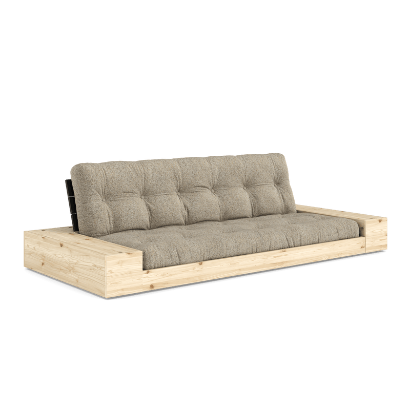 BASE BLACK NIGHT LACQUERED W. 2 SIDEBOXES CLEAR W. 5-LAYER MIXED MATTRESS WARM SAND