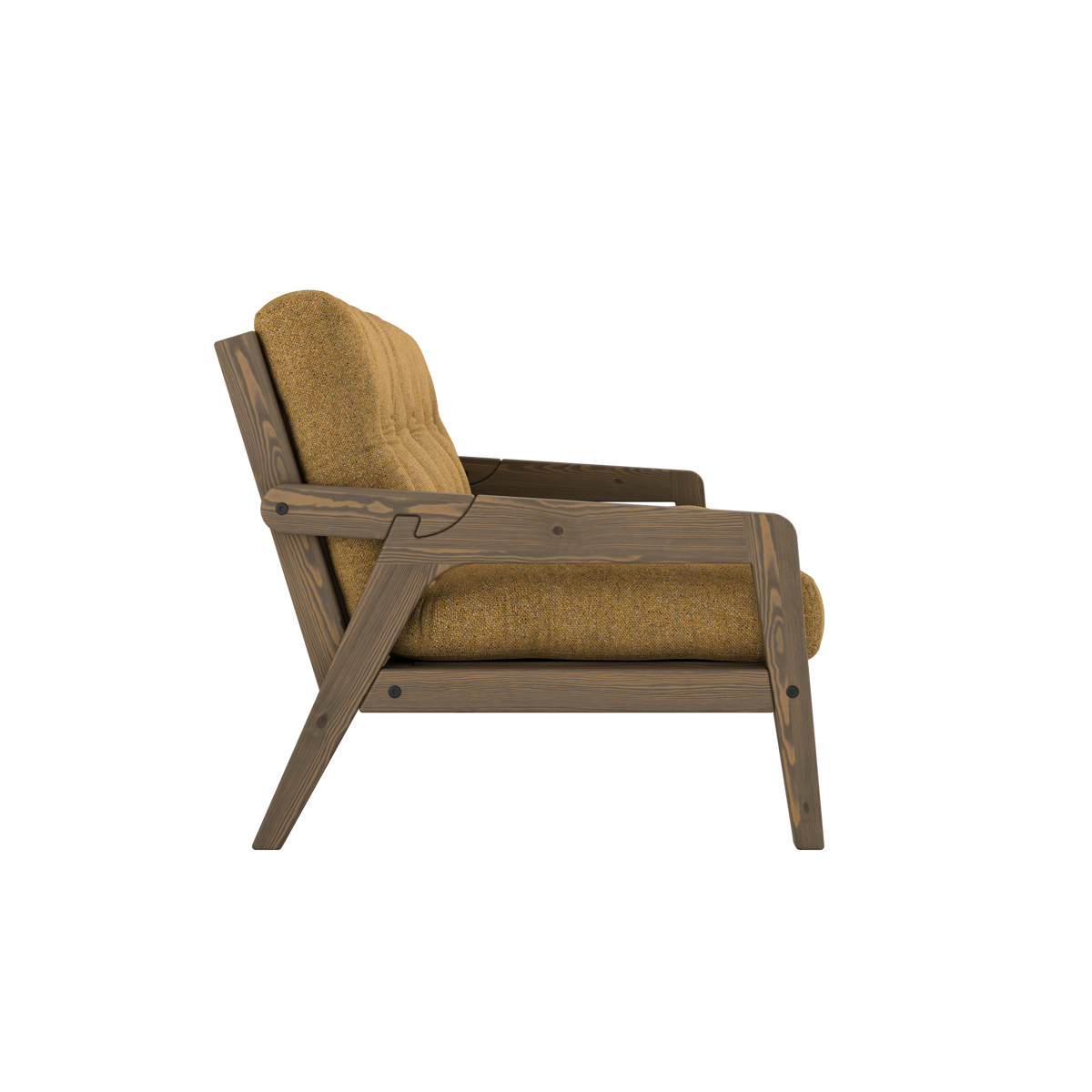 GRAB CAROB BROWN LACQUERED W. 5-LAYER MIXED MATTRESS GOLDEN OCHRE