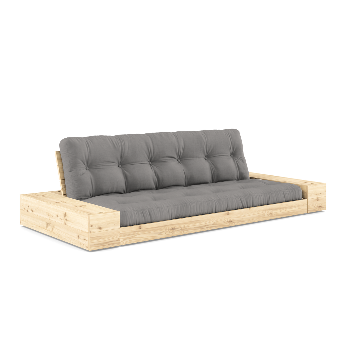 BASE CLEAR LACQUERED W. 2 SIDEBOXES CLEAR W. 5-LAYER MIXED MATTRESS GREY