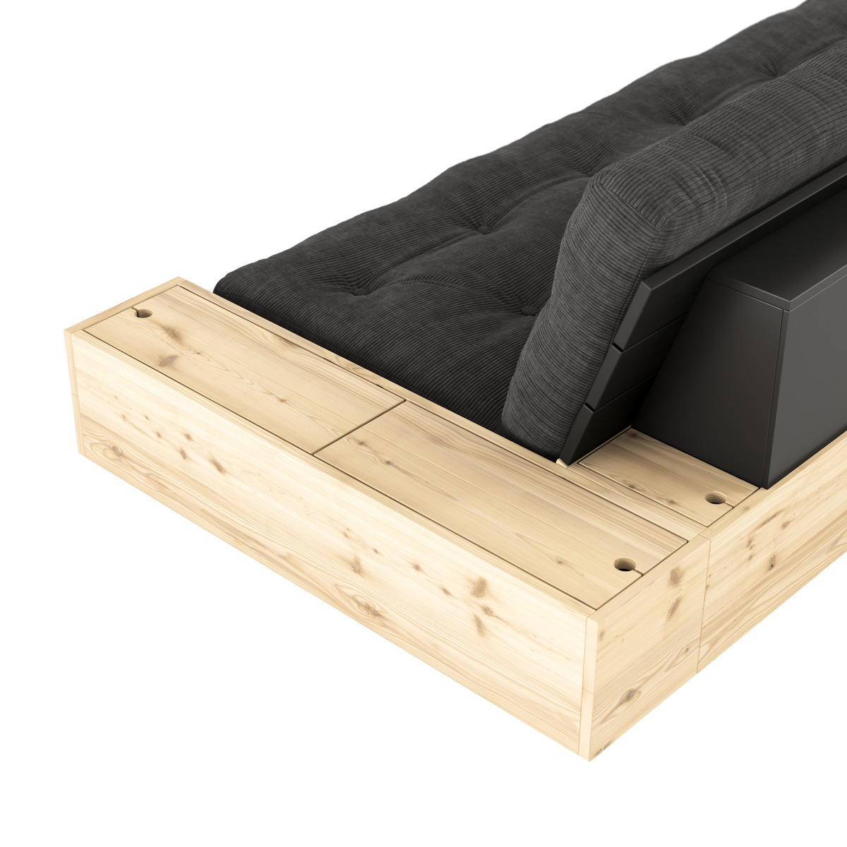 BASE BLACK NIGHT LACQUERED W. 2 SIDEBOXES CLEAR W. 5-LAYER MIXED MATTRESS SORBET PINK