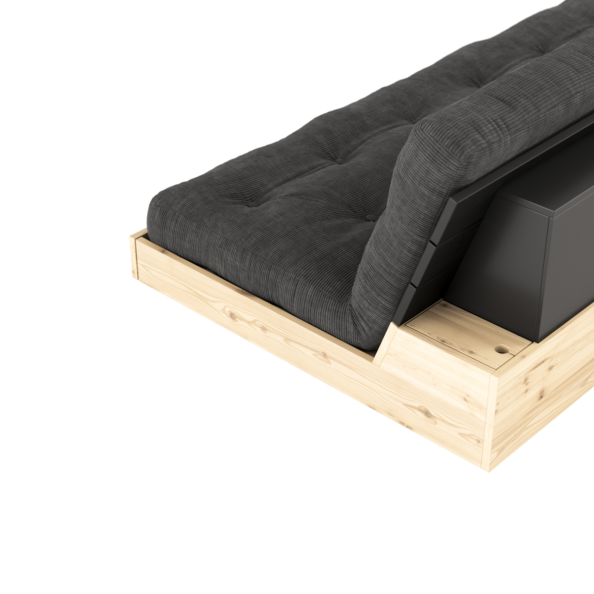 BASE BLACK NIGHT LACQUERED W. 5-LAYER MIXED MATTRESS LINEN