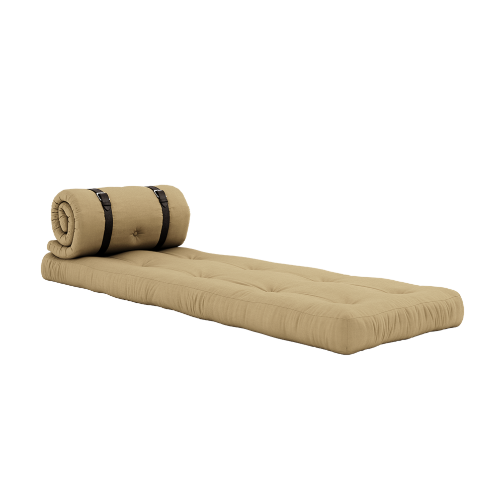 SIEGE À BOUCLE BLÉ BEIGE AVEC 2 SANGLES EN CUIR MARRON