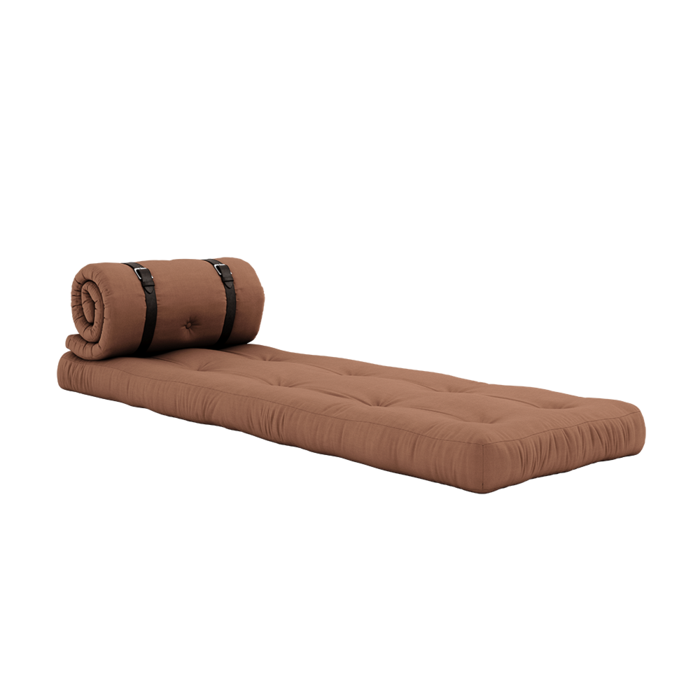 CHAISE À BOUCLE ARGILE BRUN AVEC 2 SANGLES EN CUIR BRUN