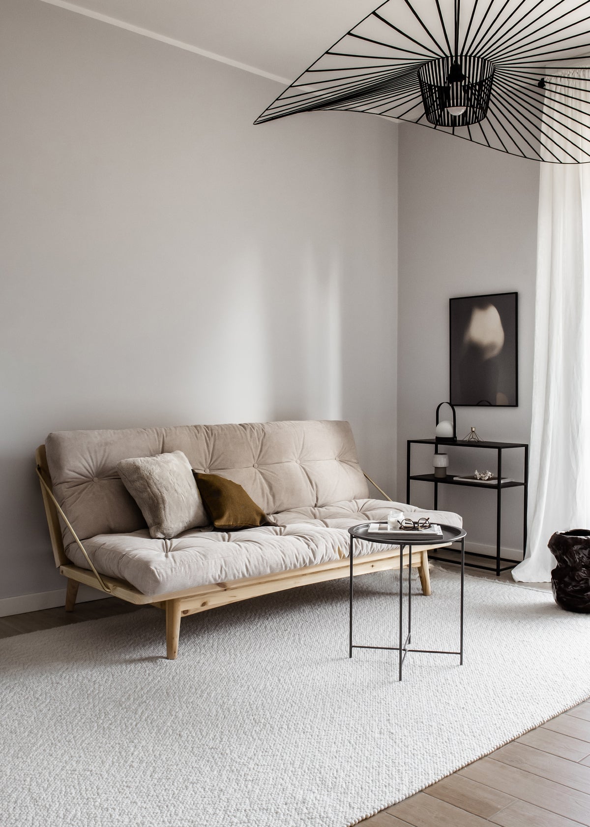 FOLK CLEAR LACQUERED W. 5-LAYER MIXED MATTRESS MOCCA