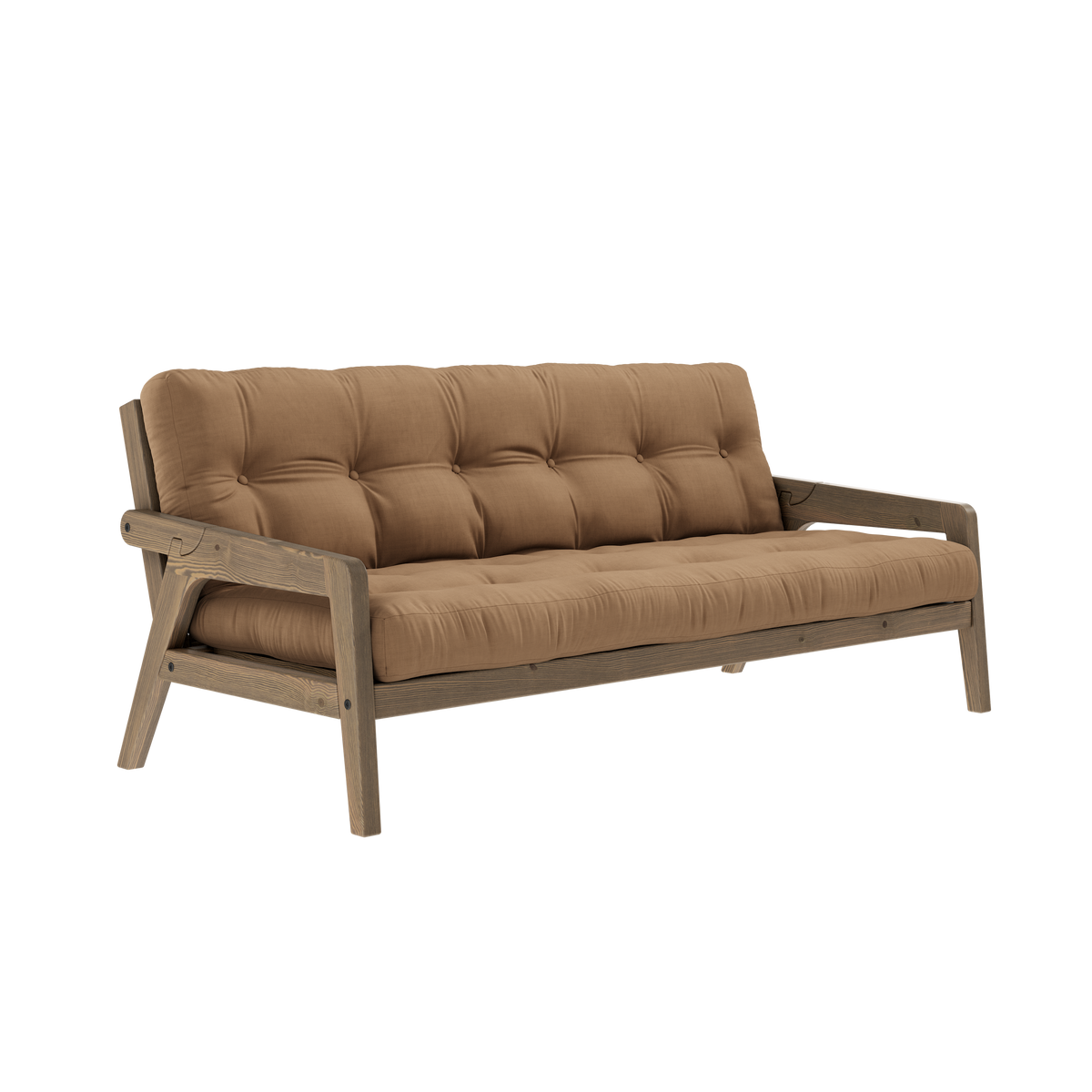 GRAB CAROB BROWN LACQUERED W. 5-LAYER MIXED MATTRESS MOCCA