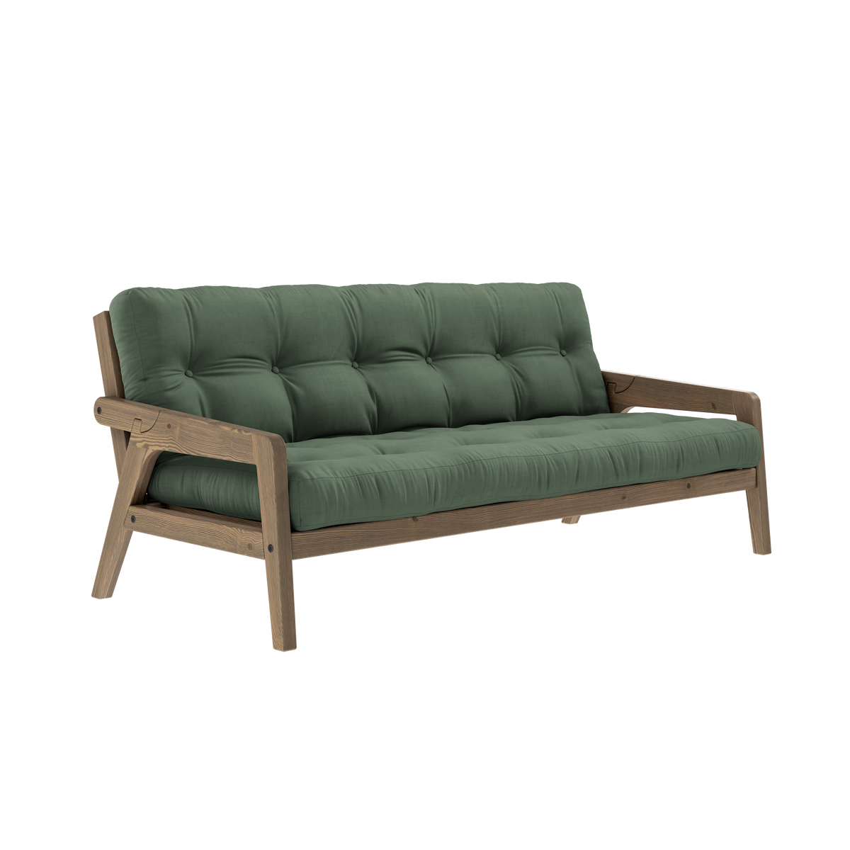 GRAB CAROB BROWN LACQUERED W. 5-LAYER MIXED MATTRESS OLIVE GREEN