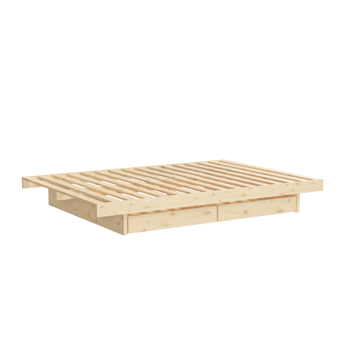 KANSO BED RAW QUEEN SIZE W. 2 PCS BED ROLLERS RAW
