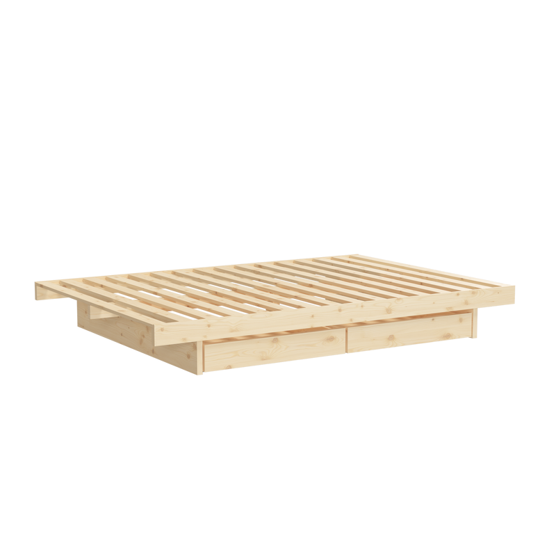 KANSO BED RAW QUEEN SIZE W. 2 PCS BED ROLLERS RAW