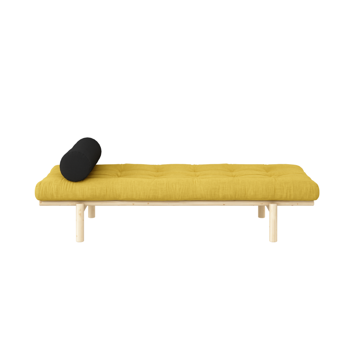 NEXT DAYBED CLEAR LACQUERED W. 4-LAYER MIXED MATTRESS HONEY
