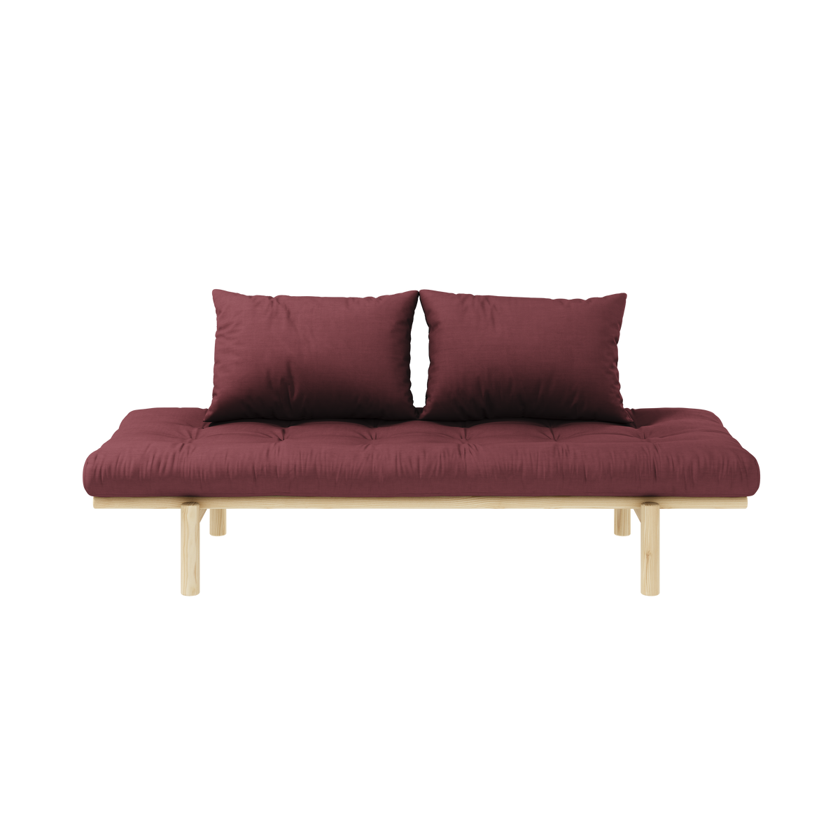 PACE DAYBED CLEAR LACQUERED W. 4-LAYER MIXED MATTRESS BORDEAUX