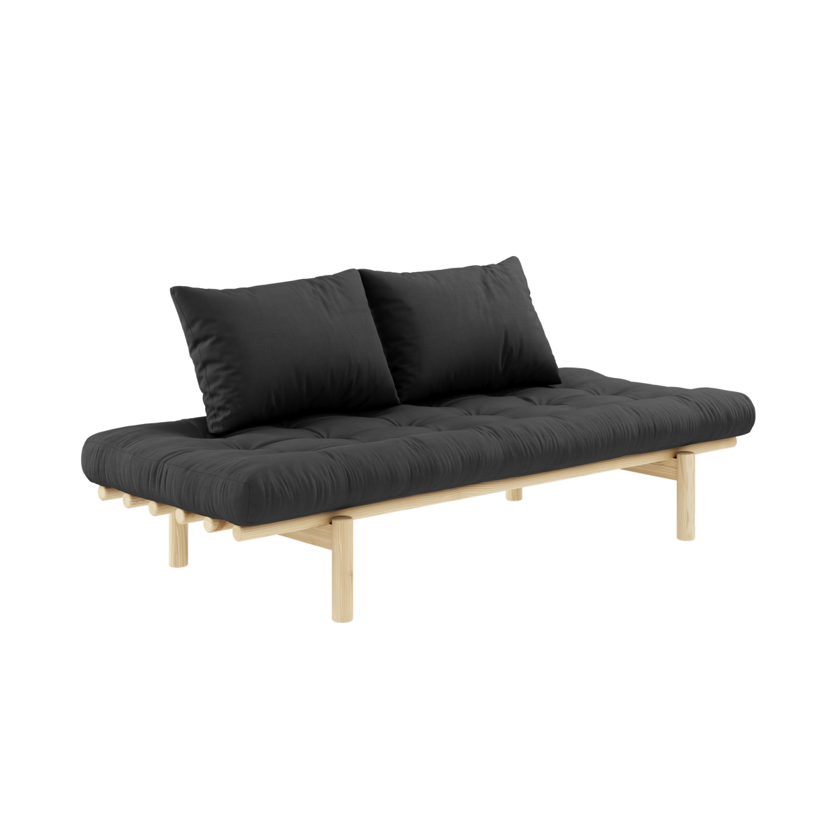 PACE DAYBED CLEAR LACQUERED W. 4-LAYER MIXED MATTRESS DARK GREY