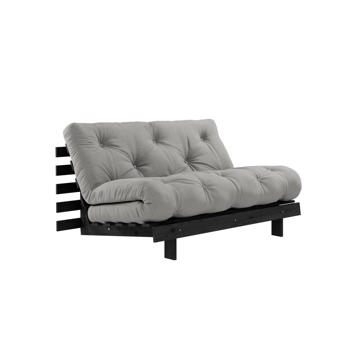 ROOTS BLACK NIGHT LACQUERED 140 X 200 W. ROOTS MATTRESS GREY