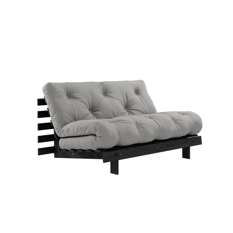 ROOTS BLACK NIGHT LACQUERED 140 X 200 W. ROOTS MATTRESS GREY