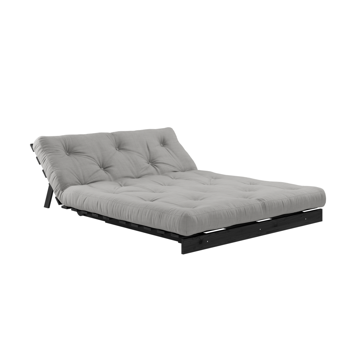 ROOTS BLACK NIGHT LACQUERED 140 X 200 W. ROOTS MATTRESS GREY