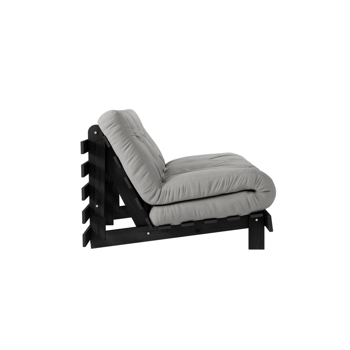 ROOTS BLACK NIGHT LACQUERED 140 X 200 W. ROOTS MATTRESS GREY