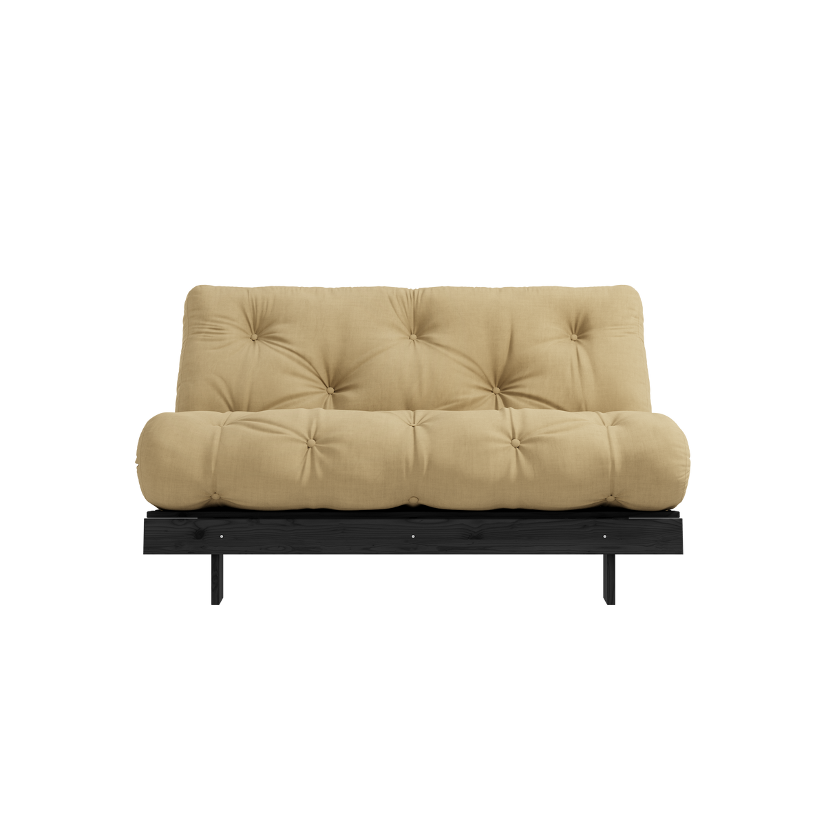 ROOTS BLACK NIGHT LACQUERED 140 X 200 W. ROOTS MATTRESS WHEAT BEIGE