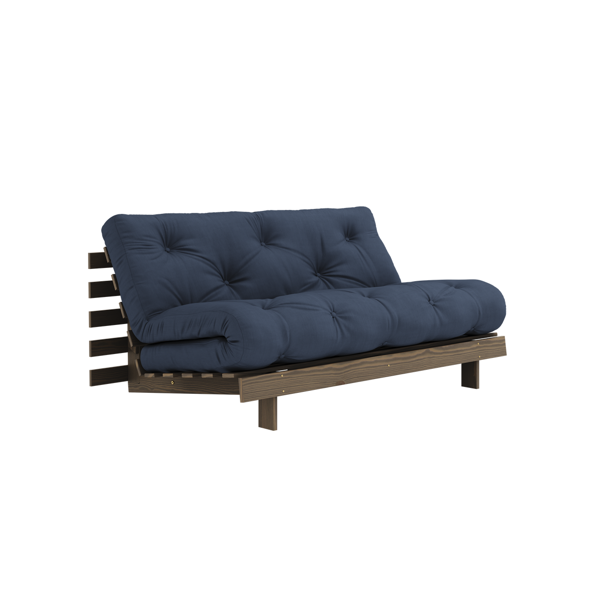 ROOTS BRUN CAROUBE 160 X 200 AVEC MATELAS ROOTS BLEU MARINE